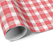Rot und Weiß Gingham Karo Picnic Geschenkpapier (Rolleneckpunkt)