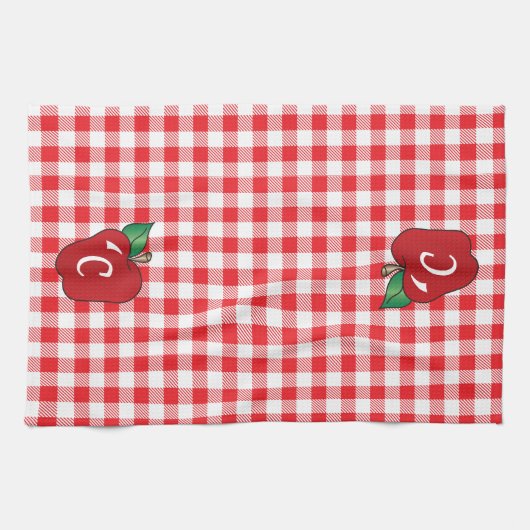 Rot und Weiß Gingham mit Apple Kitchen Handtuch (Horizontal)