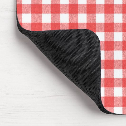 Rot und Weiß Gingham Mousepad (Ecke)