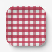 Rot und Weiß Gingham Pappteller (Vorderseite)
