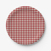 Rot und Weiß Gingham Pappteller (Vorderseite)