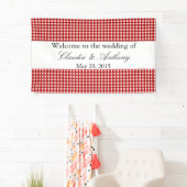 Rot und Weiß Gingham Pattern Barbeque Wedding Banner (Insitu)