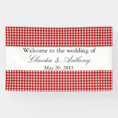 Rot und Weiß Gingham Pattern Barbeque Wedding Banner (Horizontal)