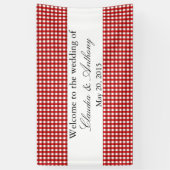 Rot und Weiß Gingham Pattern Barbeque Wedding Banner (Vertikal)