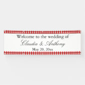 Rot und Weiß Gingham Pattern Barbeque Wedding Banner (Horizontal)