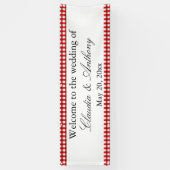 Rot und Weiß Gingham Pattern Barbeque Wedding Banner (Vertikal)