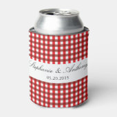 Rot und Weiß Gingham Pattern Barbeque Wedding Dosenkühler (Kanne Vorderseite)