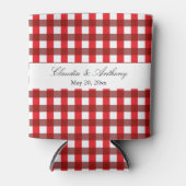 Rot und Weiß Gingham Pattern Barbeque Wedding Dosenkühler (Vorderseite)