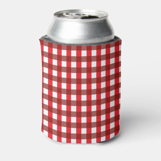 Rot und Weiß Gingham Pattern Barbeque Wedding Dosenkühler (Kanne Rückseite)