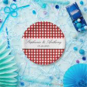 Rot und Weiß Gingham Pattern Barbeque Wedding Pappteller (Party)