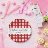 Rot und Weiß Gingham Pattern Barbeque Wedding Pappteller (Party)