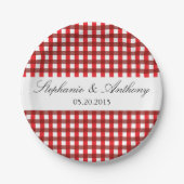 Rot und Weiß Gingham Pattern Barbeque Wedding Pappteller (Vorderseite)