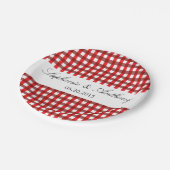 Rot und Weiß Gingham Pattern Barbeque Wedding Pappteller (Schrägansicht)