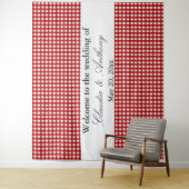 Rot und Weiß Gingham Pattern Barbeque Wedding Wandteppich (Beispiel)