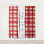 Rot und Weiß Gingham Pattern Barbeque Wedding Wandteppich (Vorderseite)