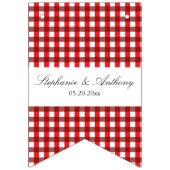 Rot und Weiß Gingham Pattern Barbeque Wedding Wimpelkette (Dritte Fahne)