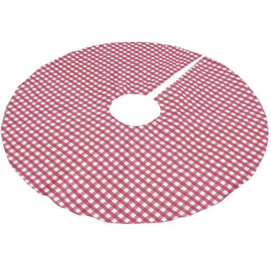 Rot und Weiß Gingham Polyester Weihnachtsbaumdecke (Schrägansicht)