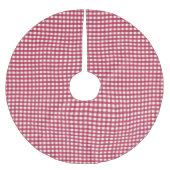 Rot und Weiß Gingham Polyester Weihnachtsbaumdecke (Vorderseite)