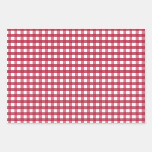 Rot und Weiß Gingham Trivet Geschenkpapier Set (Vorderseite)