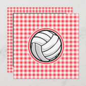 Rot und Weiß Gingham; Volleyball Einladung (Vorne/Hinten)