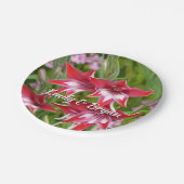 Rot und Weiß Gladiolas Sommer botanisch Pappteller (Schrägansicht)