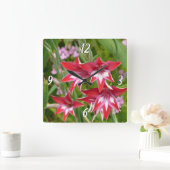 Rot und Weiß Gladiolas Sommer botanisch Quadratische Wanduhr (Zuhause)