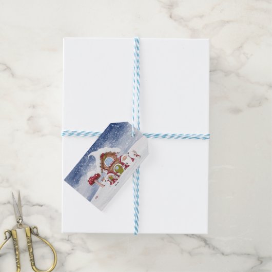 Rot und Weiß Gnome für Weihnachten im Urlaub Geschenkanhänger (Mit Garn)