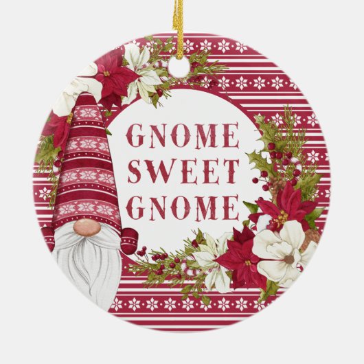 Rot und Weiß Gnome für Weihnachten im Urlaub Keramik Ornament (Hinten)