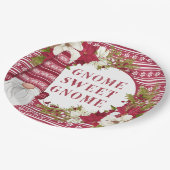 Rot und Weiß Gnome für Weihnachten im Urlaub Pappteller (Schrägansicht)