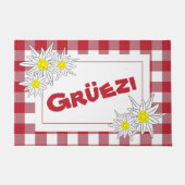 Rot und Weiß Gruezi Doormat mit Edelweiss Fußmatte (Vorderseite)