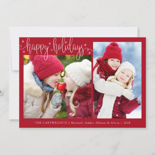 Rot und Weiß | HAPPY HOLIDAYS | Sterns Feiertagskarte (Vorderseite)