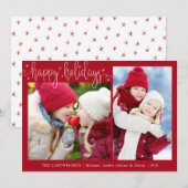 Rot und Weiß | HAPPY HOLIDAYS | Sterns Feiertagskarte (Vorne/Hinten)