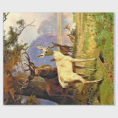 Rot und Weiß Hirsche in der Nähe eines Waldteiches Geschenkpapier (Flach)