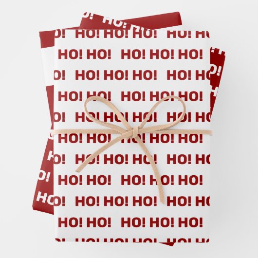 Rot und Weiß Ho Ho Ho! Streifen Geschenkpapier Set (Beispiel)