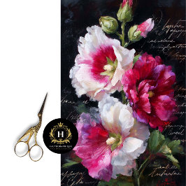 Rot und Weiß Hollyhock Floral Decoupage Seidenpapier