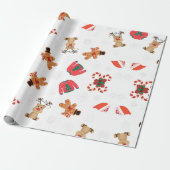 Rot und Weiß Illustriert frohe Weihnachten Geschenkpapier (Ungerollt)