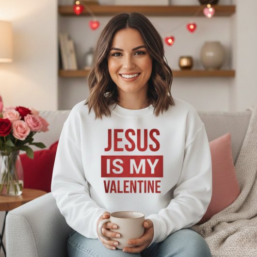 Rot und Weiß Jesus ist mein Valentin Christlich Sweatshirt