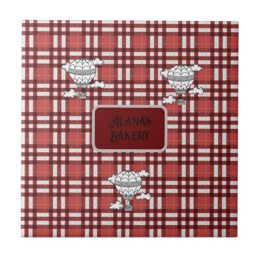 Rot und Weiß Kariert Fliese (Vorderseite)