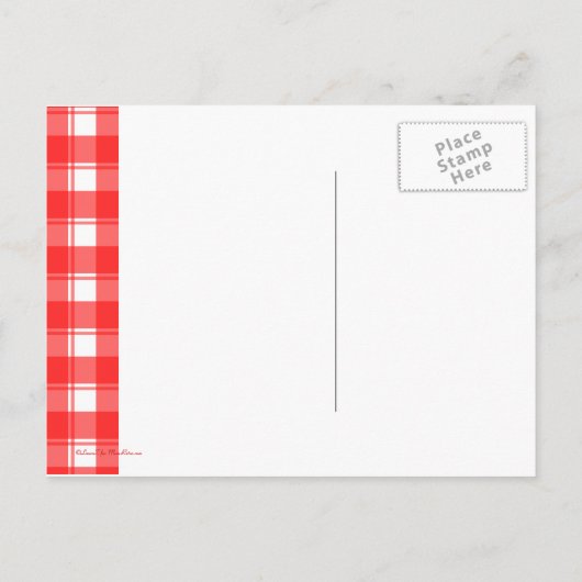 Rot und Weiß Karierte Benutzerdefiniert Danke Post Postkarte (Rückseite)