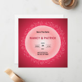 Rot und weiß Klassische Save the Date Einladung (Vorderseite/Rückseite Beispiel)