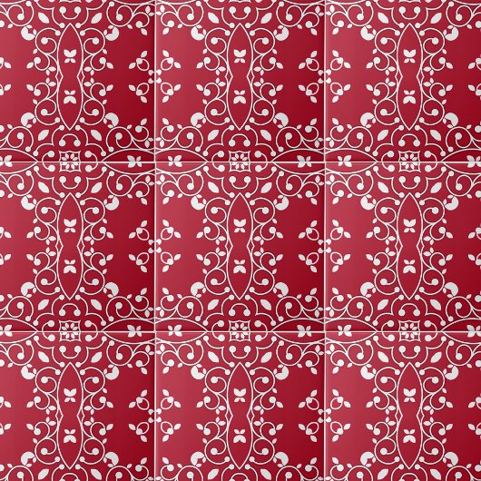 Rot und Weiß Klassisches Barockmuster Fliese