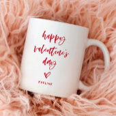 Rot und Weiß | Lässige Schrift und Herzvalentine Kaffeetasse