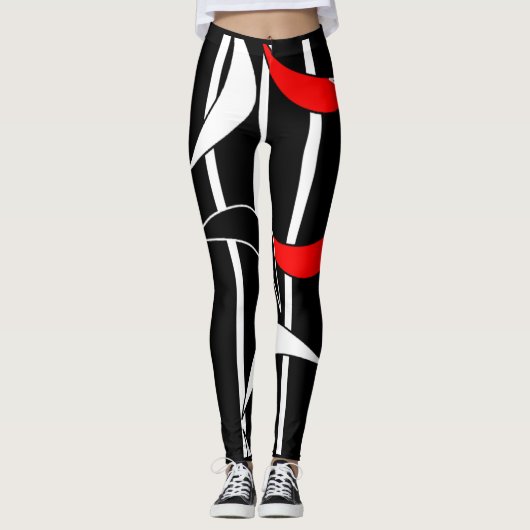 Rot und Weiß Leggings (Vorderseite)