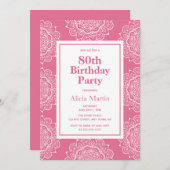 Rot und Weiß Mandala Blume 70. Geburtstag Einladung (Vorne/Hinten)