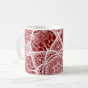 Rot und Weiß Mandala - Loergann - Himbeere Kaffeetasse