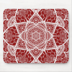 Rot und Weiß Mandala - Loergann - Himbeere Mousepad