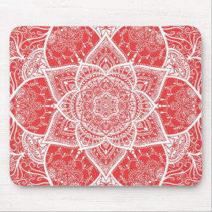 Rot und Weiß Mandala - Loergann in Goji Berry Mousepad