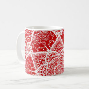 Rot und Weiß Mandala - Loergano in Cherry Kaffeetasse