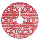Rot und Weiß Messe Isle Pattern Polyester Weihnachtsbaumdecke (Vorderseite)