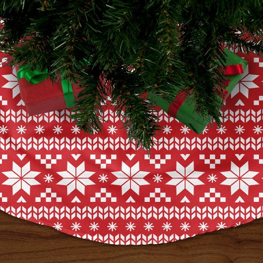 Rot und Weiß Messe Isle Pattern Polyester Weihnachtsbaumdecke